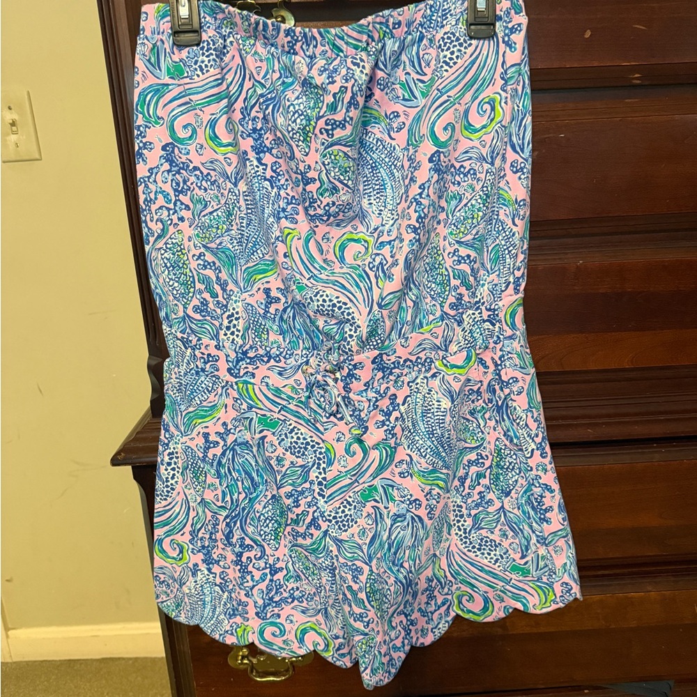 Lilly Pulitzer Strapless Scallop-Edge Romper
